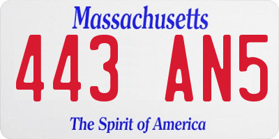 MA license plate 443AN5