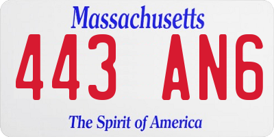 MA license plate 443AN6