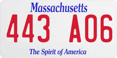 MA license plate 443AO6