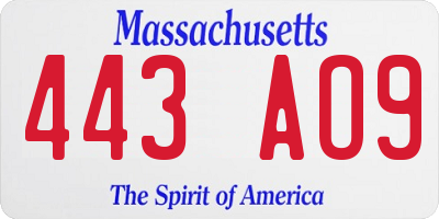 MA license plate 443AO9