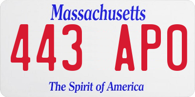 MA license plate 443AP0