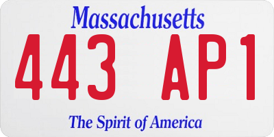 MA license plate 443AP1