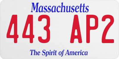 MA license plate 443AP2