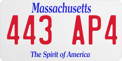 MA license plate 443AP4