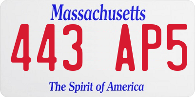 MA license plate 443AP5