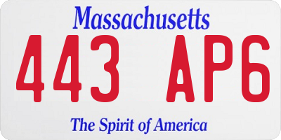 MA license plate 443AP6