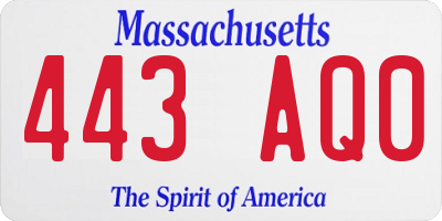 MA license plate 443AQ0