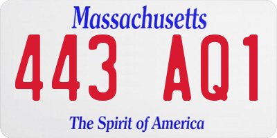 MA license plate 443AQ1