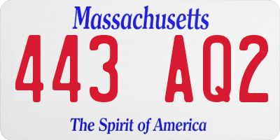 MA license plate 443AQ2