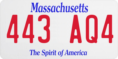 MA license plate 443AQ4