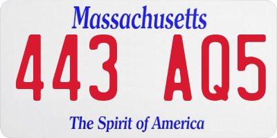 MA license plate 443AQ5