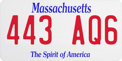 MA license plate 443AQ6