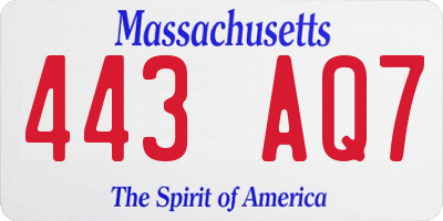 MA license plate 443AQ7