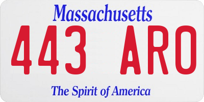 MA license plate 443AR0