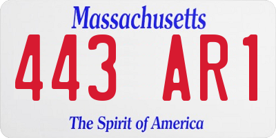 MA license plate 443AR1