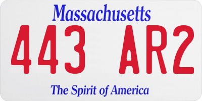 MA license plate 443AR2