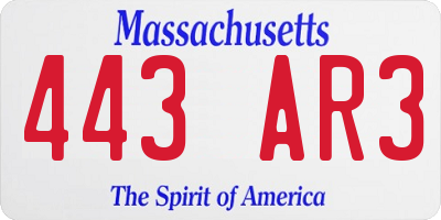 MA license plate 443AR3