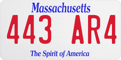 MA license plate 443AR4