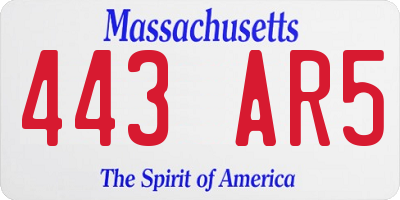 MA license plate 443AR5