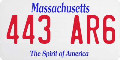 MA license plate 443AR6