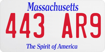 MA license plate 443AR9