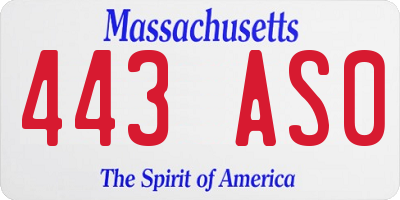 MA license plate 443AS0