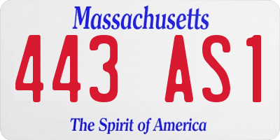 MA license plate 443AS1