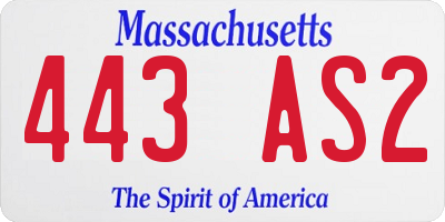 MA license plate 443AS2