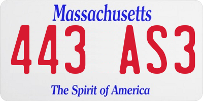 MA license plate 443AS3
