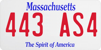MA license plate 443AS4