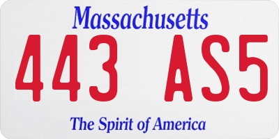 MA license plate 443AS5