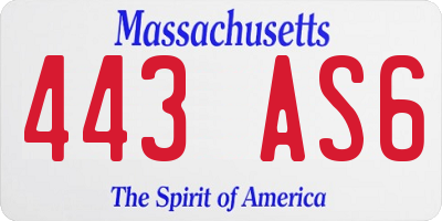 MA license plate 443AS6