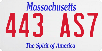 MA license plate 443AS7
