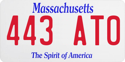 MA license plate 443AT0