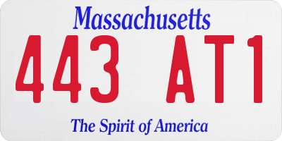MA license plate 443AT1