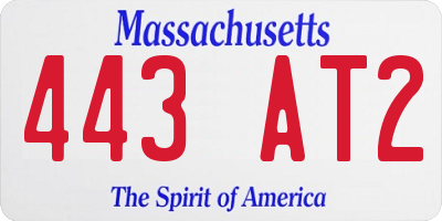 MA license plate 443AT2
