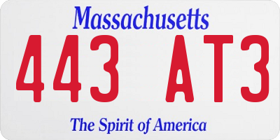 MA license plate 443AT3