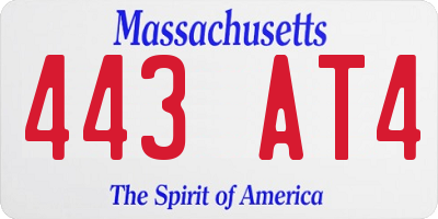 MA license plate 443AT4