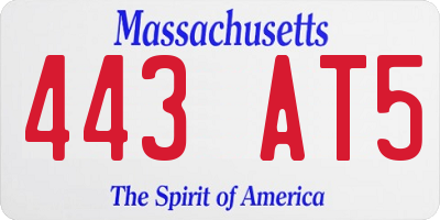 MA license plate 443AT5