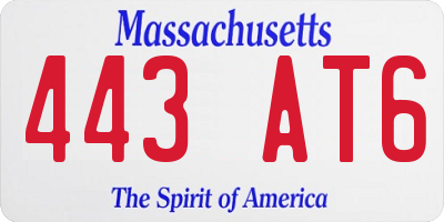 MA license plate 443AT6