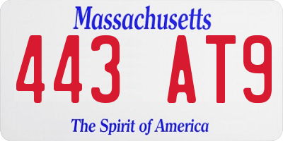 MA license plate 443AT9