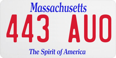 MA license plate 443AU0