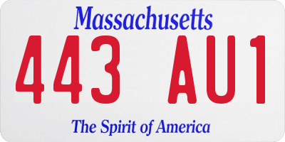 MA license plate 443AU1