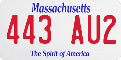 MA license plate 443AU2