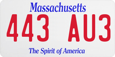 MA license plate 443AU3