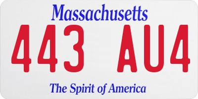 MA license plate 443AU4