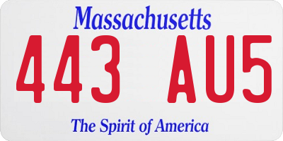 MA license plate 443AU5