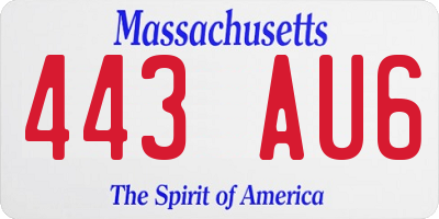 MA license plate 443AU6