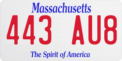 MA license plate 443AU8