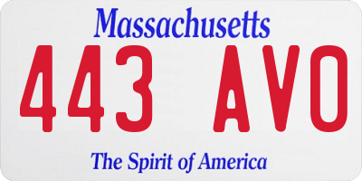 MA license plate 443AV0